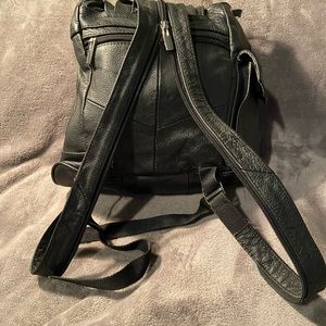 Black leather backpack